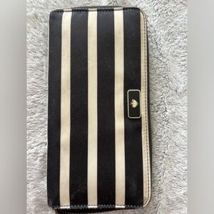 Kate Spade Black and White Striped Nylon Wallet/Clutch